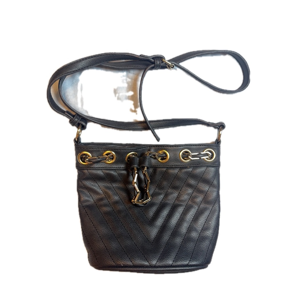 Free People Black Crossbody Bag with Gold Accents‎